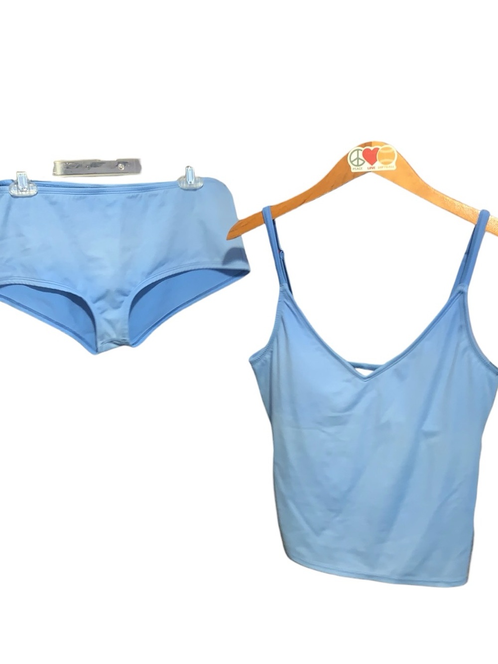 Speedo Light Blue Tankini Boyshort Swimsuit Set Padded Woman’s 14